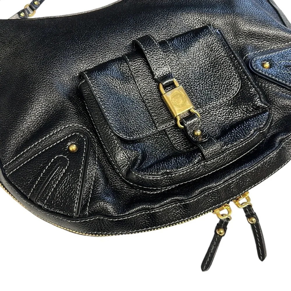Marc Jacobs Pebble Leather Hobo Bag Purse Expandable Zipper Bottom Made in Italy